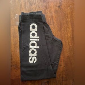 adidas Black Jogger Pants with White Vertical Logo